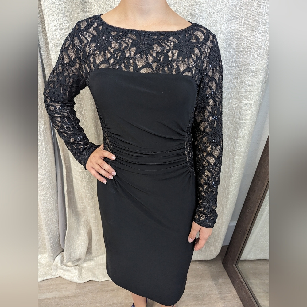 Lauren Ralph Lauren Size 6 Women's Lace Trimmed Black Dress